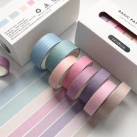 8Pcs/Box Basic Color Washi Tape Simple Lattice Hand Account Kawaii Masking Tape School Office Supplies Stationery