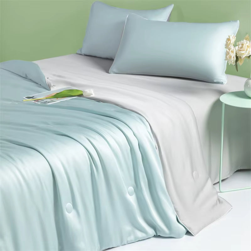 Summer Ice Silk Quilt Bedspread on the Bed Air Conditioning Blanket Breathable Silky Comforter Luxury Bedding Double Queen King