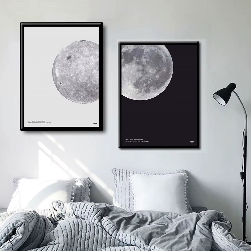 Minimalist Moon & Planet Wall Print