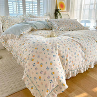 Pure Cotton Duvet Cover with Ruffles