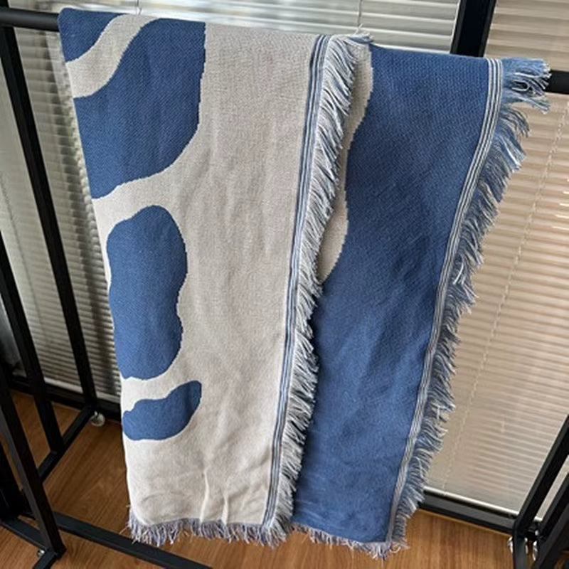 Blue Woven Throw Blanket