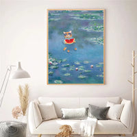 Water Lily Cat Wall Print