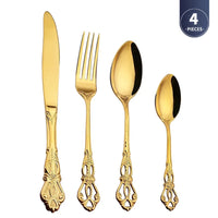 4Pcs Gold Royal European Cutlery Set (Stainless Steel)