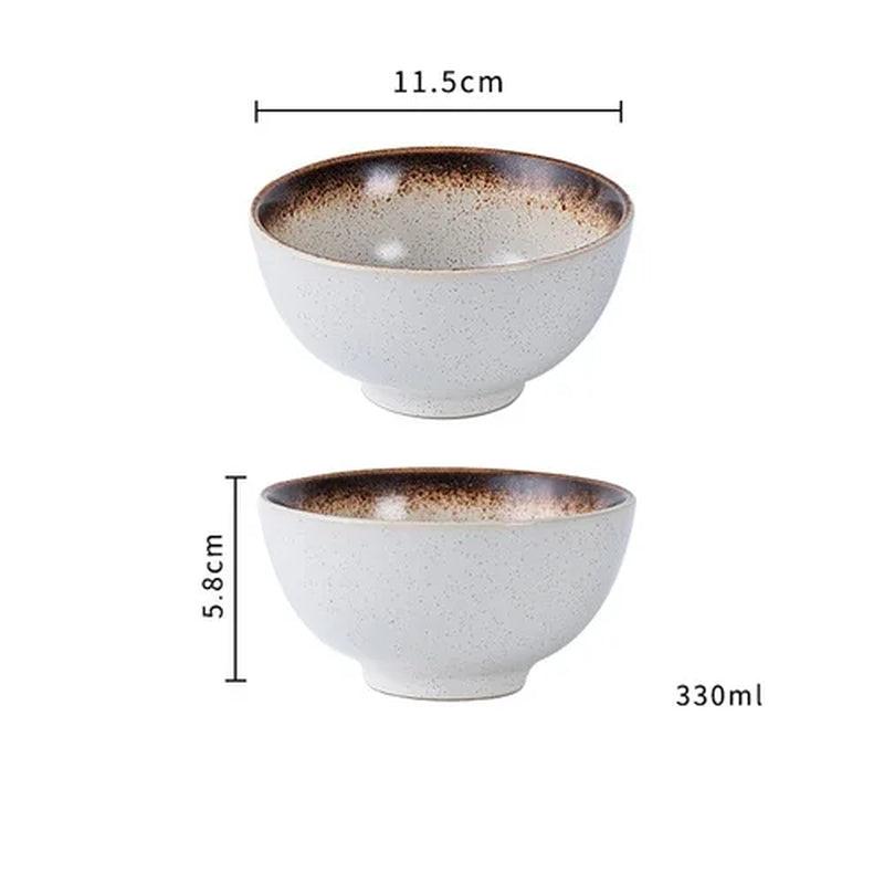 Frosted Ceramic Soup Bowls & Spoons