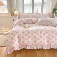 Floral Ruffled Cotton Duvet Cover