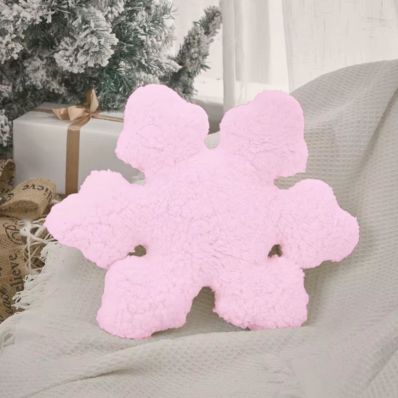 35Cm Christmas Snowflake Shaped Throw Pillows Soft Plush White Decorative Cushion for Sofa Chair and Bed Kawaii Flower Cushions