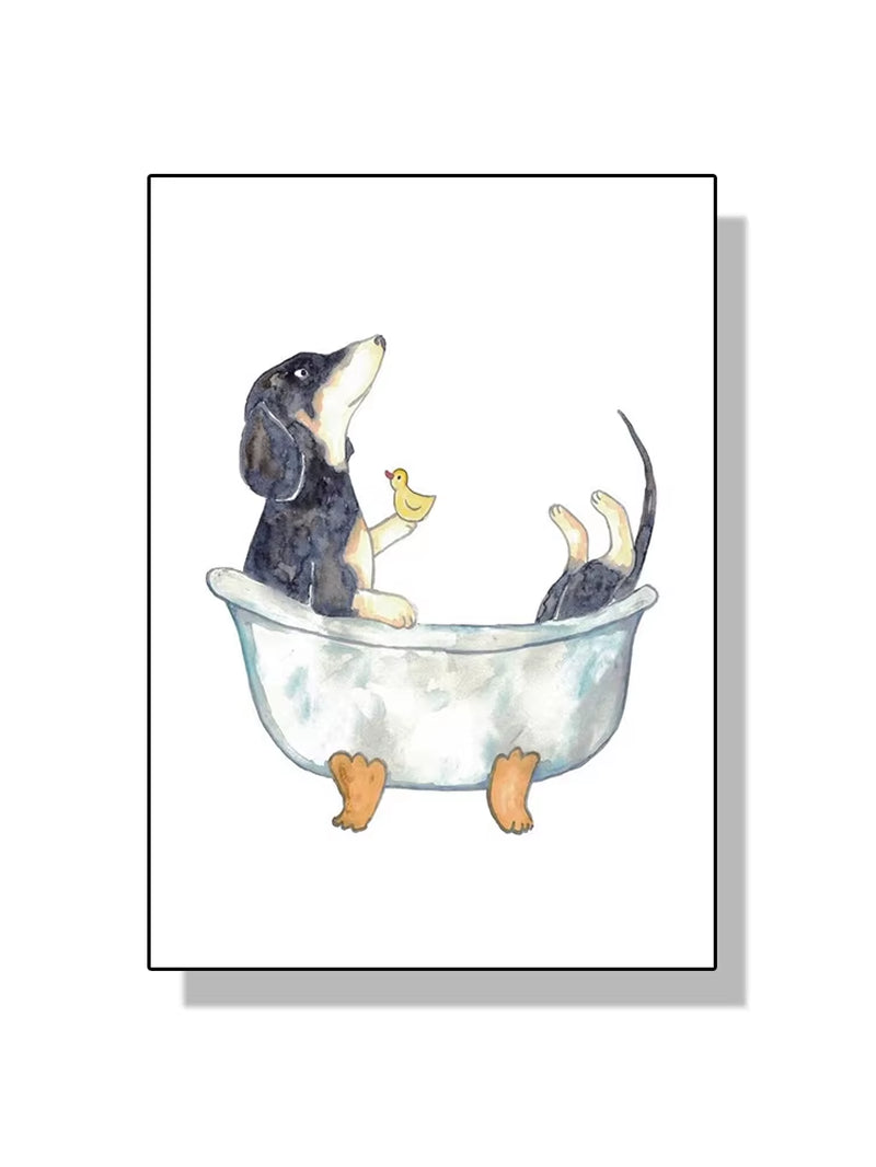 Watercolor Dachshund Bathroom Prints