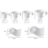 Modern Wavy Ceramic Espresso and Coffee Cups