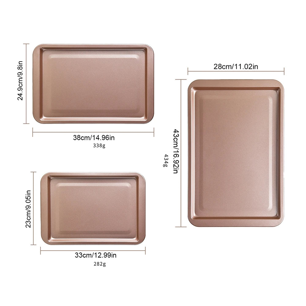 Non-Stick Rectangle Baking Pan Carbon Steel Baking Sheet Oven Tray for Biscuit Pie Pizza Roast Muffin Bread Bakeware