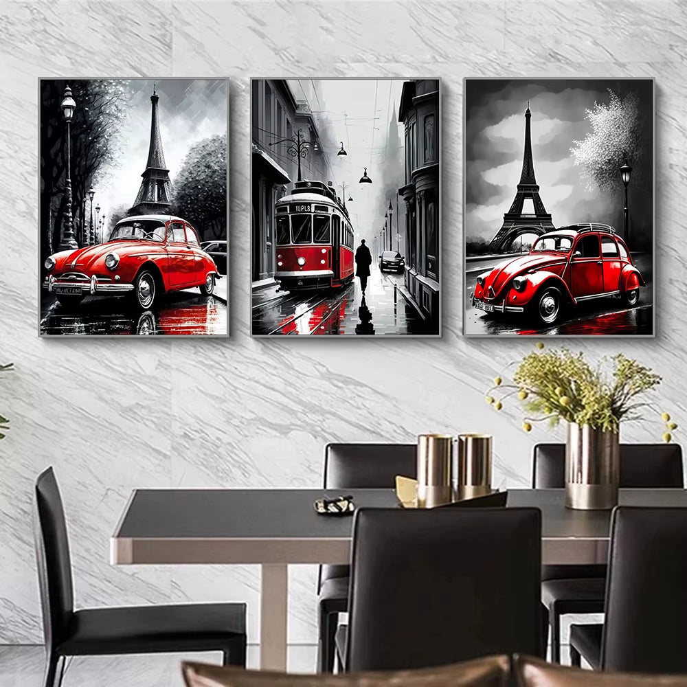 London Bus & Paris Tower Wall Prints