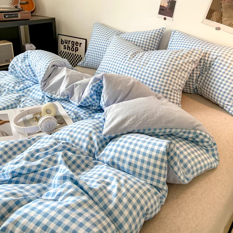 Trendy Reversible Plaid Duvet Cover