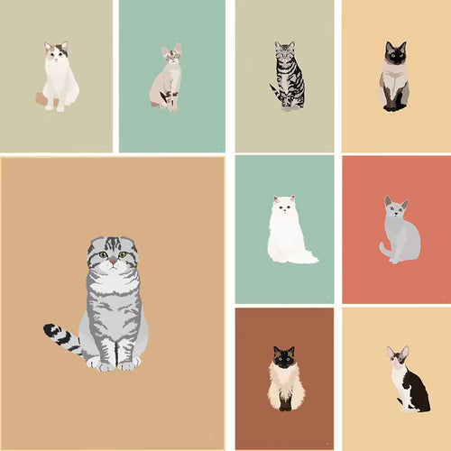 Minimalist Cat Illustration Wall Print