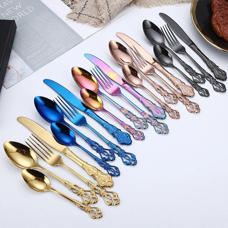 4Pcs Gold Royal European Cutlery Set (Stainless Steel)