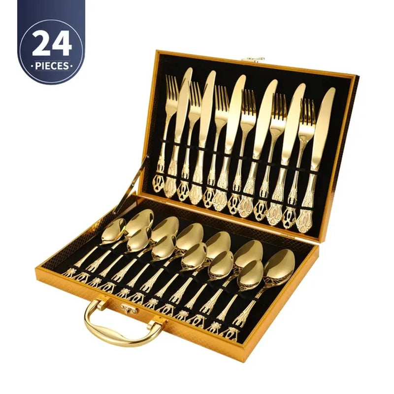 4Pcs Gold Royal European Cutlery Set (Stainless Steel)