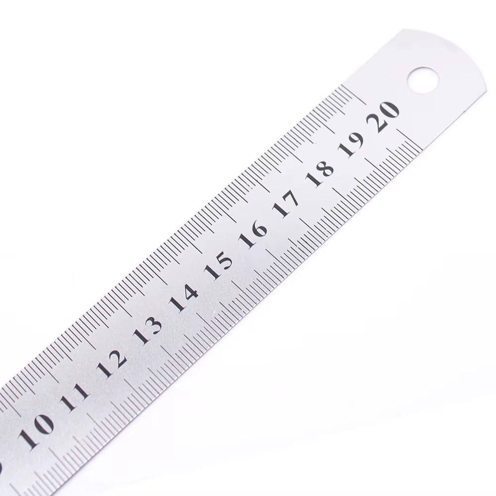 1PCS 20Cm 8 Inch Straight Ruler Precision Stainless Steel Metal Ruler Double-Sided Learning Office Stationery