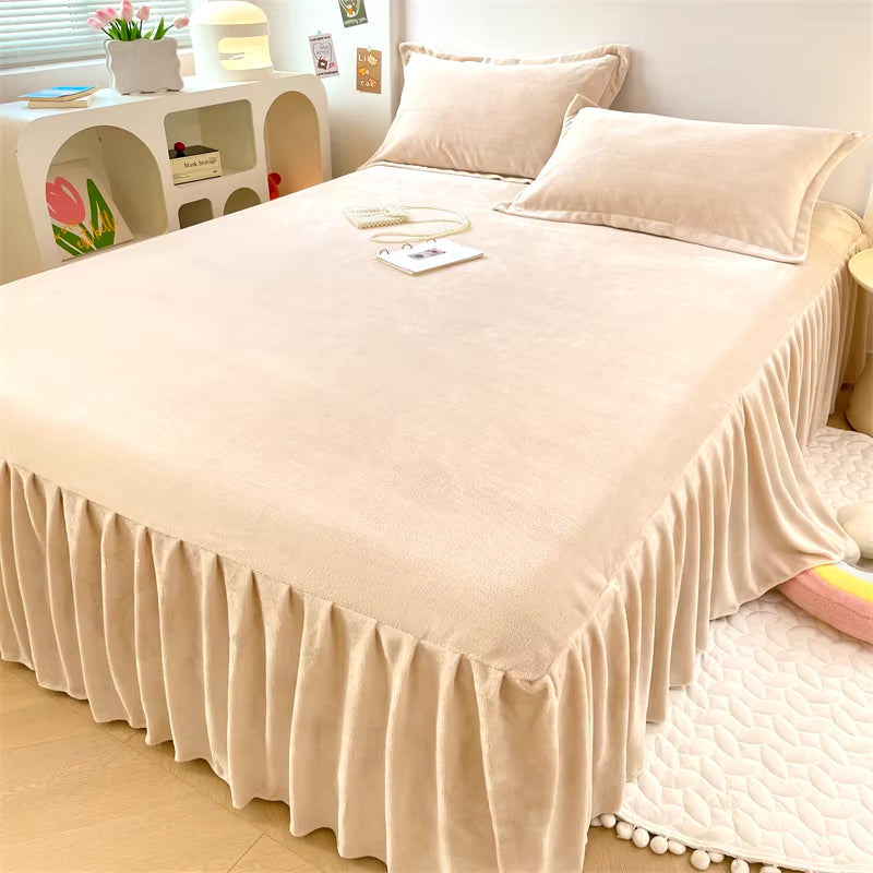 Elegant Velvet Bed Skirt Cover