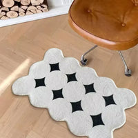 Nordic Black White Plush Thicken Flocking Carpet for Living Room Soft Fluffy Bedside Mat Non Slip Area Rug Ins Style Floor Mats