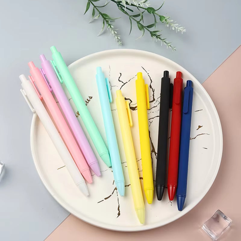 1Pcs Simple Press Type Gel Pen Macaron Black Ink Ballpoint Pens Student School Office Supplies