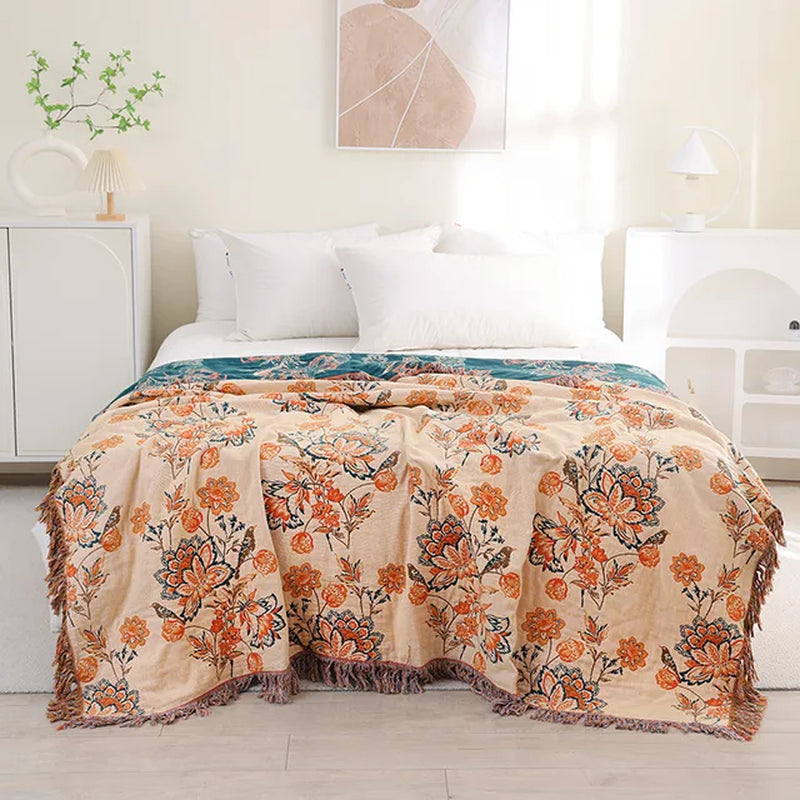 Bohemian Floral Throw Blankets