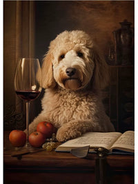 Dogs Enjoying Wine Wall Print