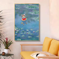 Water Lily Cat Wall Print