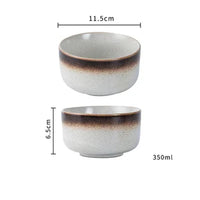 Frosted Ceramic Soup Bowls & Spoons