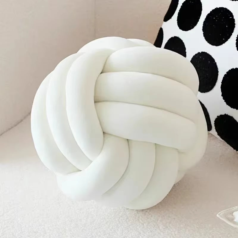 Soft Round Knotted Velvet Pillow