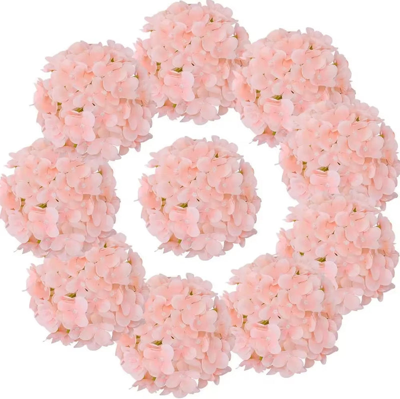 Pack of 10 Silk Hydrangea Heads with Stems