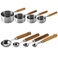 4/8Pcs Stainless Steel Wooden Measuring Cups