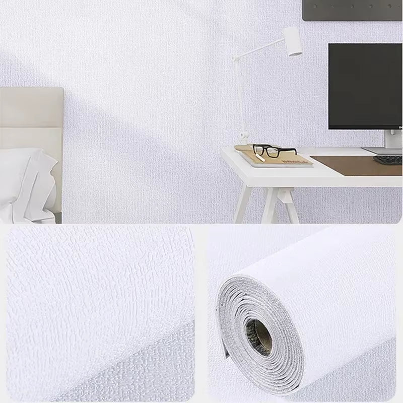 50X1000Cm Linen Wallpaper Solid Color Waterproof Background Wall Renovation Self-Adhesive Wallpaper 3D Textured Wall Stickers